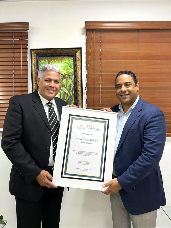 El Hospital Docente SEMMA Santo Domingo (HDSSD) fue reconocido por la Dirección General de Ética e Integridad Gubernamental (DIGEIG) por cumplir con los estándares en el Ranking de Transparencia y garantizar el derecho de libre acceso a la inform